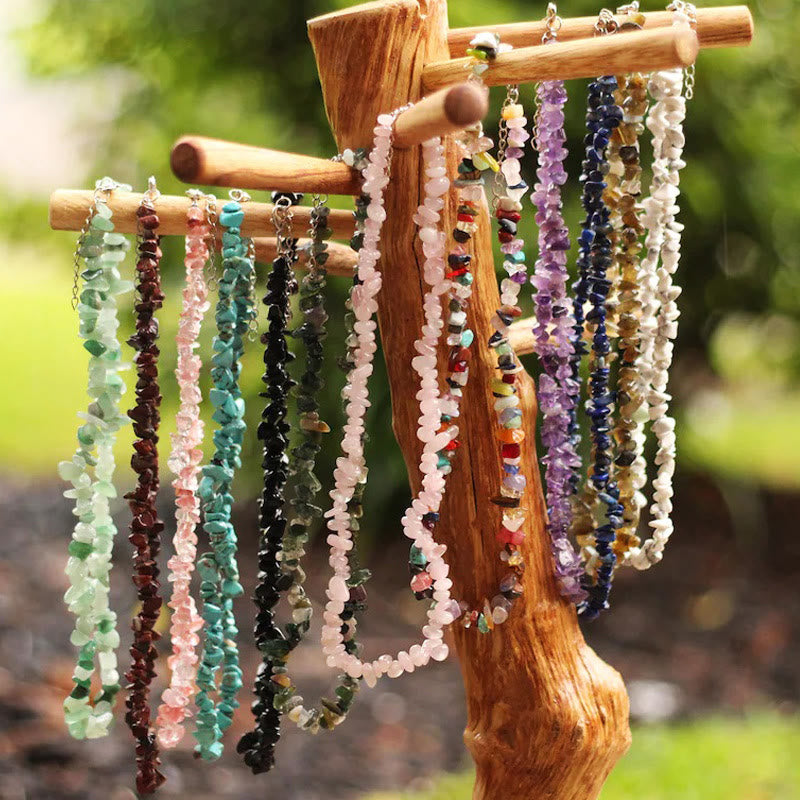 Stylishly Shaped Polished Crystal Necklace - Lina-Green Aventurine-State of Style