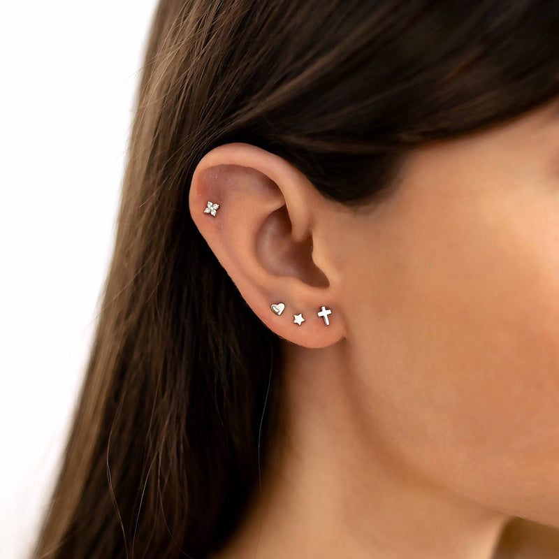 Subtle Cross Earrings - Lena-Silver-State of Style