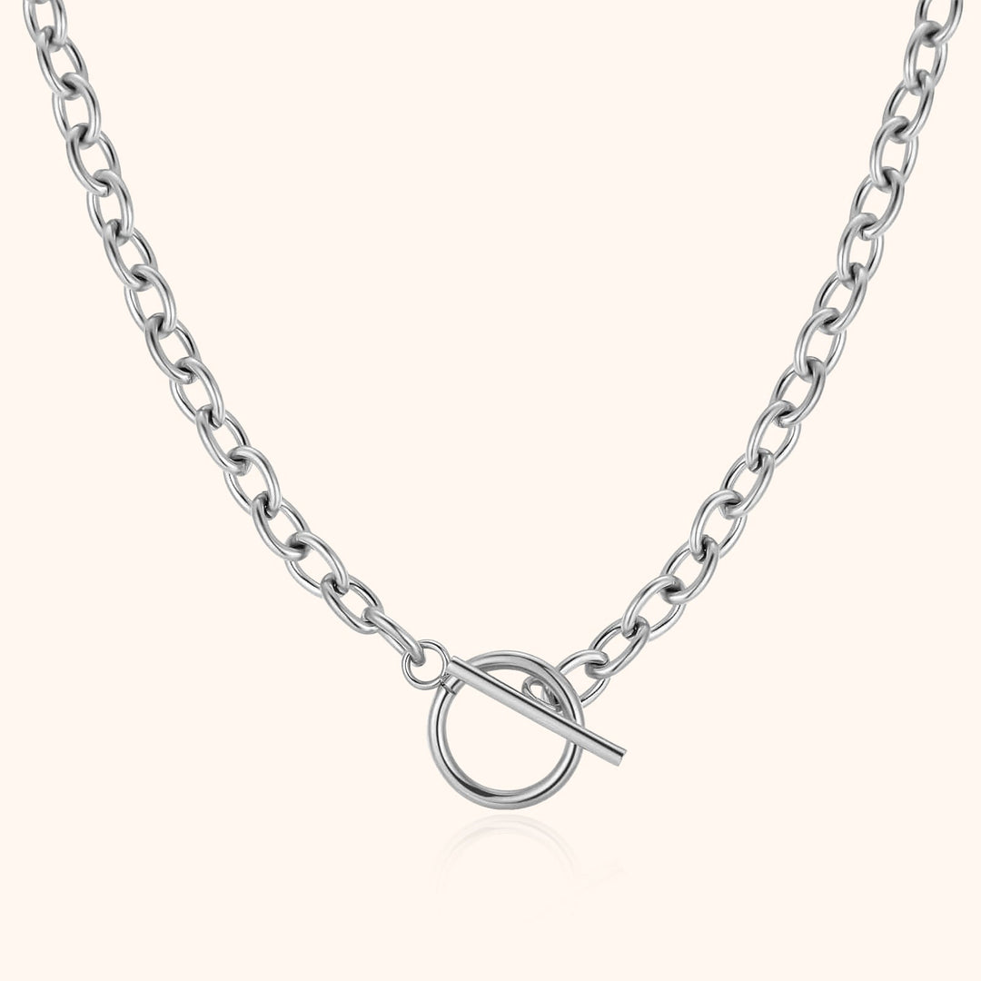 Subtle Necklace with Geometric Design - Noelia-Silver-State of Style