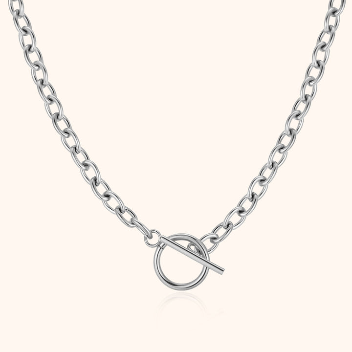 Subtle Necklace with Geometric Design - Noelia-Silver-State of Style