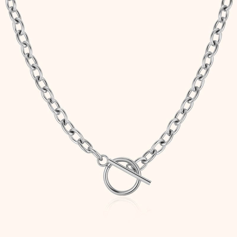 Subtle Necklace with Geometric Design - Noelia-Silver-State of Style