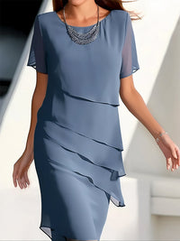 Summer chiffon dress – Mirella-Blue-S-State of Style