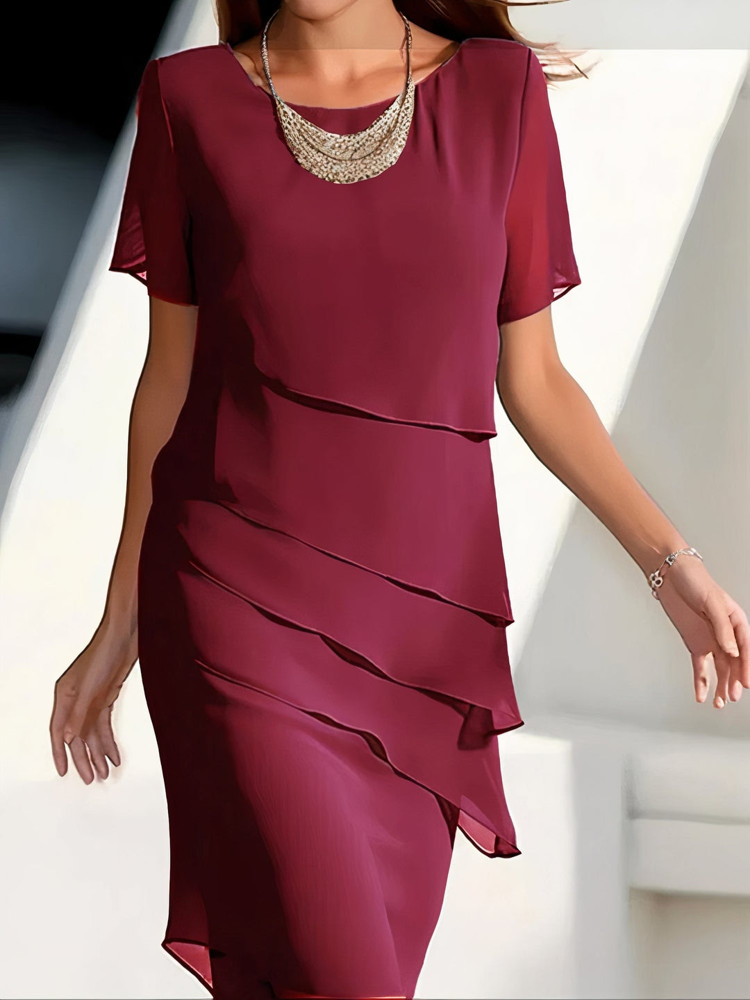 Summer chiffon dress – Mirella-Red-S-State of Style