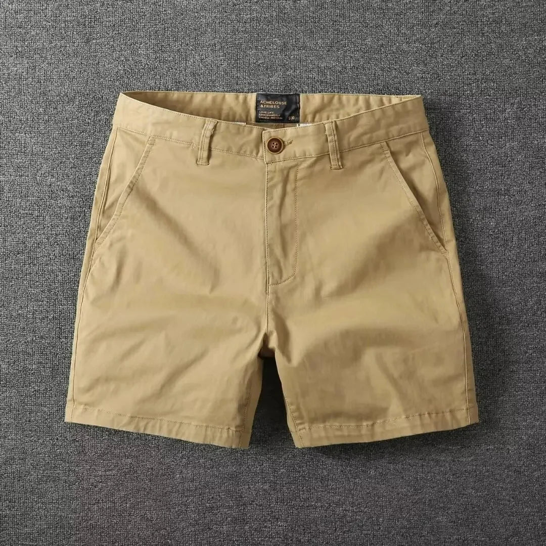 Summer chino shorts with a comfort fit – Matteo-Khaki-28-State of Style