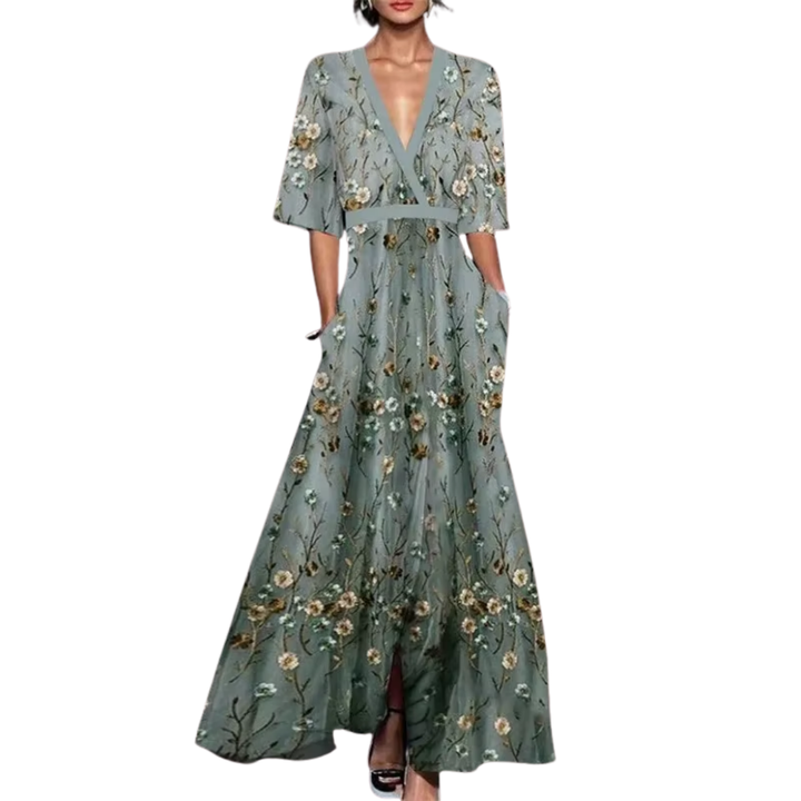 Summer dress - Lola | Luxurious dress with waist belt-Green-S-State of Style