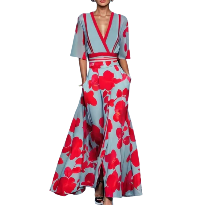 Summer dress - Lola | Luxurious dress with waist belt-Red-S-State of Style