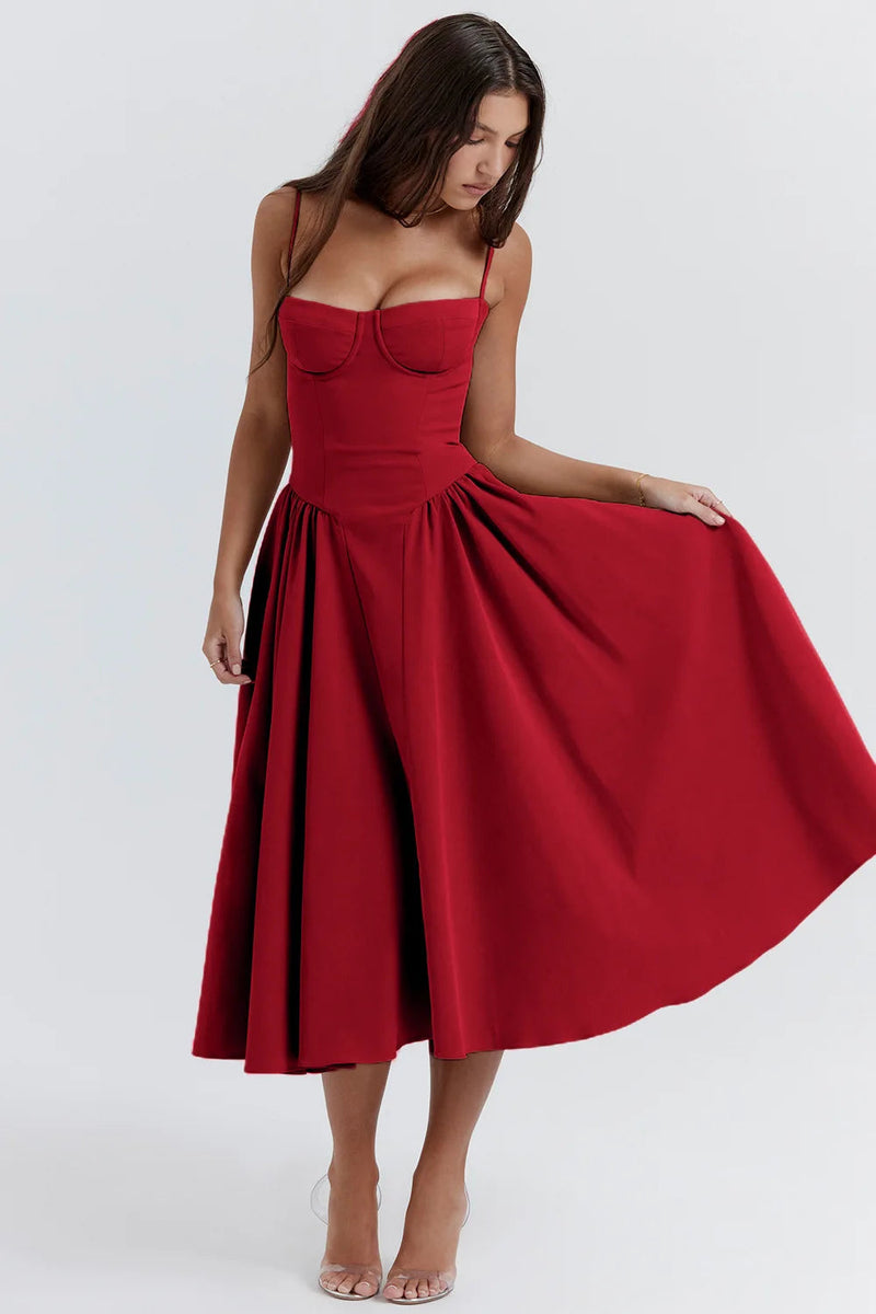 Summer dress with Sweetheart Neckline – Elvira-Blue-S-State of Style