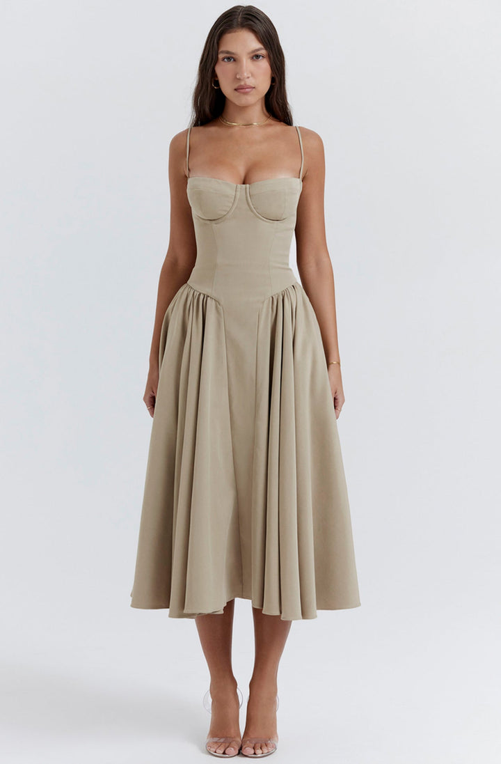 Summer dress with Sweetheart Neckline – Elvira-Blue-S-State of Style