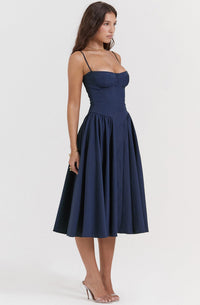Summer dress with Sweetheart Neckline – Elvira-Blue-S-State of Style