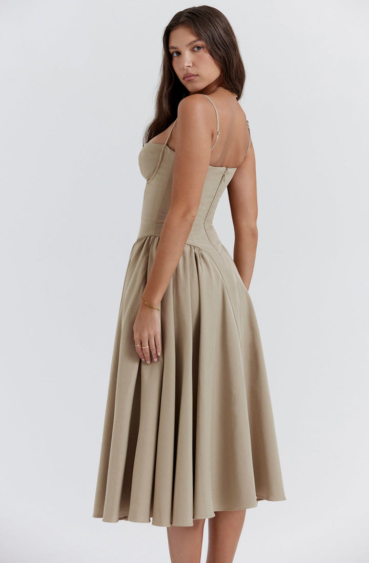 Summer dress with Sweetheart Neckline – Elvira-Blue-S-State of Style