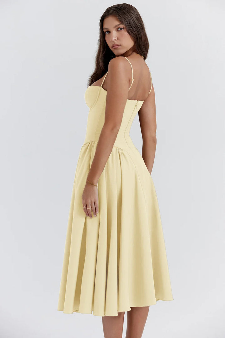 Summer dress with Sweetheart Neckline – Elvira-Blue-S-State of Style