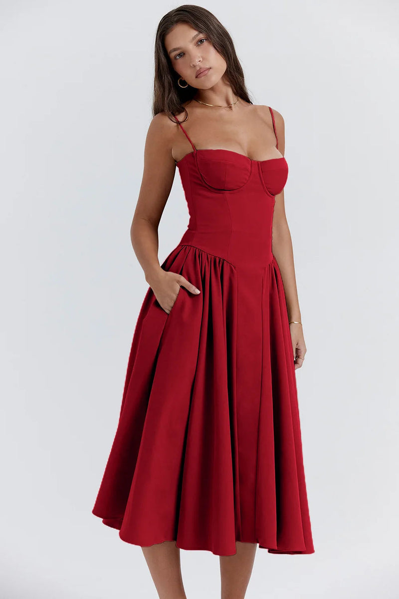 Summer dress with Sweetheart Neckline – Elvira-Blue-S-State of Style