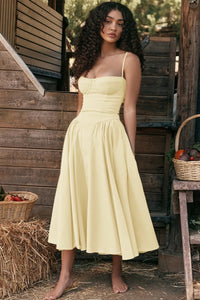 Summer dress with Sweetheart Neckline – Elvira-Blue-S-State of Style