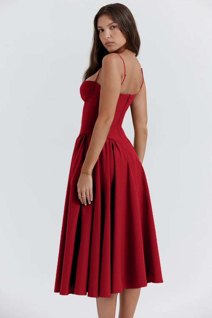 Summer dress with Sweetheart Neckline – Elvira-Blue-S-State of Style
