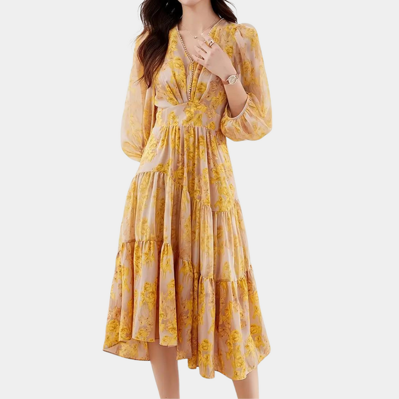 Summer Flower Dress with Stretch Fabric – Maëlle-S-State of Style