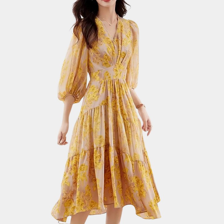 Summer Flower Dress with Stretch Fabric – Maëlle-S-State of Style