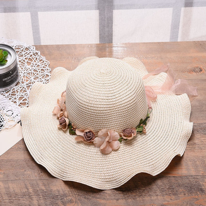 Summer hat with floral pattern – Liora-Milk white-State of Style