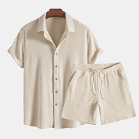 Summer Men's Lounge Set with Waffle Structure – Lenn-Beige-S-State of Style