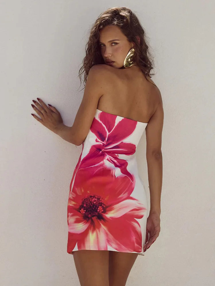 Summer mini dress with floral pattern and adjustable straps – Zoey-Blue-S-State of Style