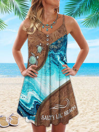Summer Mini Dress with Playful Print - Celestine-Turtle Light Blue-S-State of Style