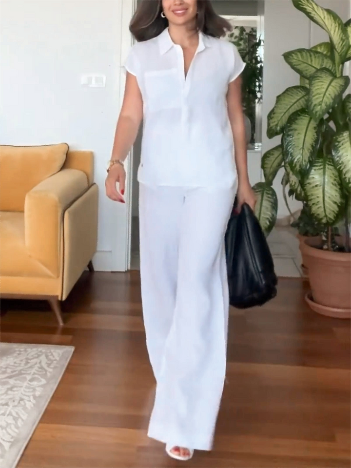 Summer Two-Piece Ladies Set for a Polished Look – Romée-White-S-State of Style