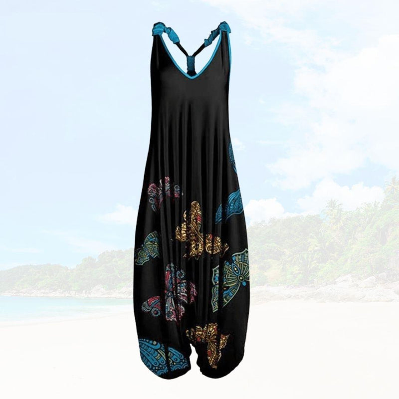 Summer Women's Jumpsuit with Loose Fit – Elenya-Black Blue-S-State of Style