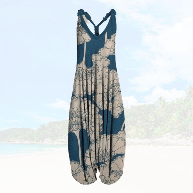 Summer Women's Jumpsuit with Loose Fit – Elenya-White Blue-S-State of Style