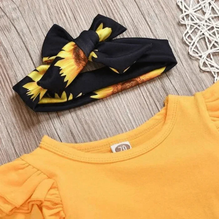 2-piece baby outfit with sunflower print – SonnenLächeln