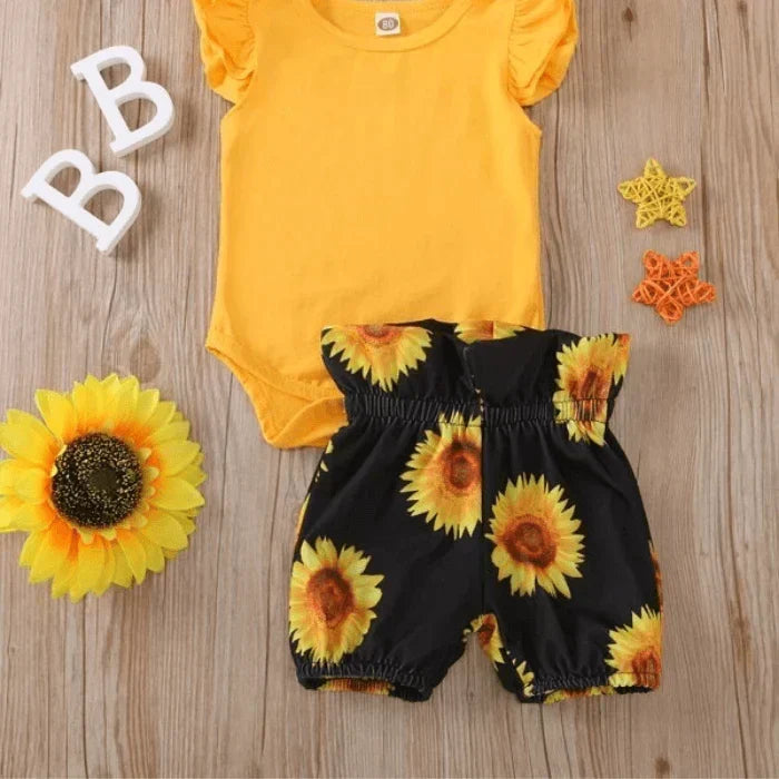 2-piece baby outfit with sunflower print – SonnenLächeln