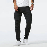 Super-Stretch Cargo Trousers | Arno Men's Cargo Jeans-Black-S-State of Style