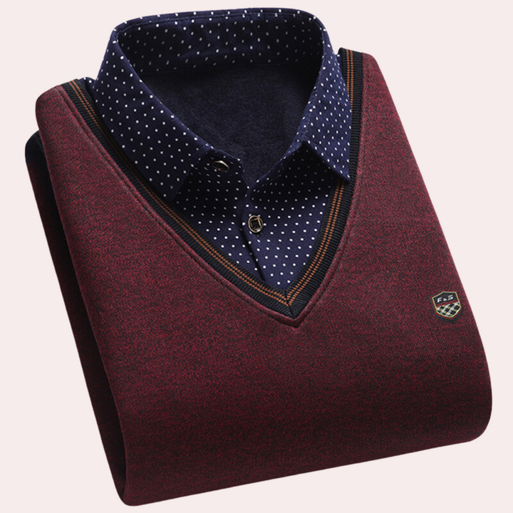 Sweater with Shirt Collar for Men - Victor-Red-M-State of Style