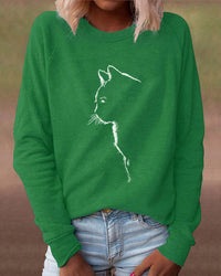 Sweatshirt with Cat Print - Paws-Black-S-State of Style