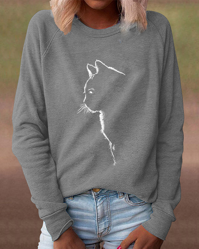 Sweatshirt with Cat Print - Paws-Black-S-State of Style