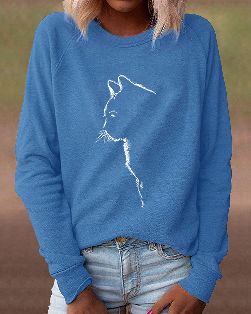 Sweatshirt with Cat Print - Paws-Black-S-State of Style