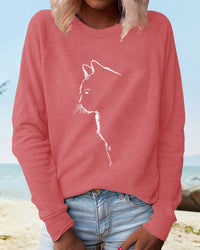 Sweatshirt with Cat Print - Paws-Pink-S-State of Style