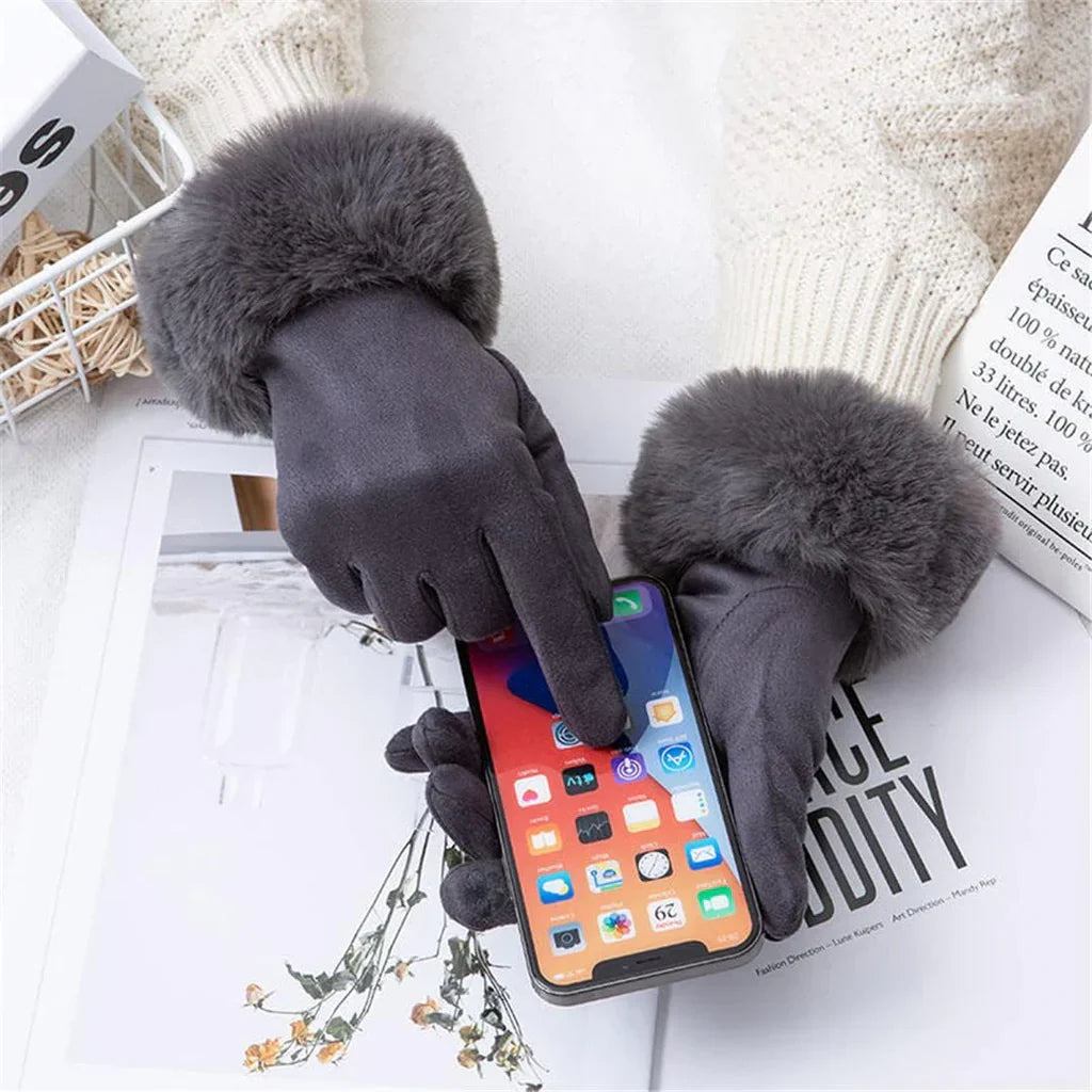 Sweden Gloves with Imitation Fur - VelvetGlam-Bordeaux-State of Style
