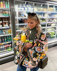 Tailored Women's Coat with Floral Print - Evelyn-S-State of Style