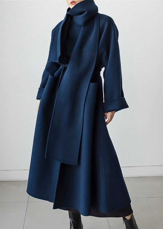 Tailored Wool Ladies Winter Coat - Isabelle-Blue-S-State of Style