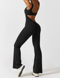 Talia | V-Back Jumpsuit with Flared Cut-Black-S-State of Style