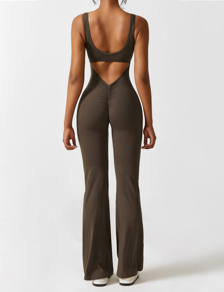 Talia | V-Back Jumpsuit with Flared Cut-Dark Blue-S-State of Style