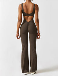 Talia | V-Back Jumpsuit with Flared Cut-Dark Blue-S-State of Style