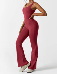 Talia | V-Back Jumpsuit with Flared Cut-Red-S-State of Style