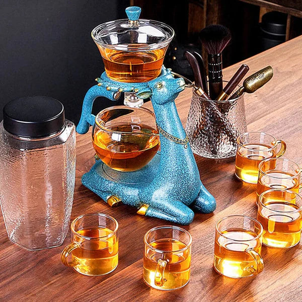 Tea Set with Innovative Magnetic Design - MagneticTeaSet-Blue Teapot with 6 Cups-State of Style
