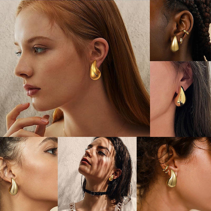 Teardrop Earrings - GlimmerDrops-Gold-2.3cm-State of Style