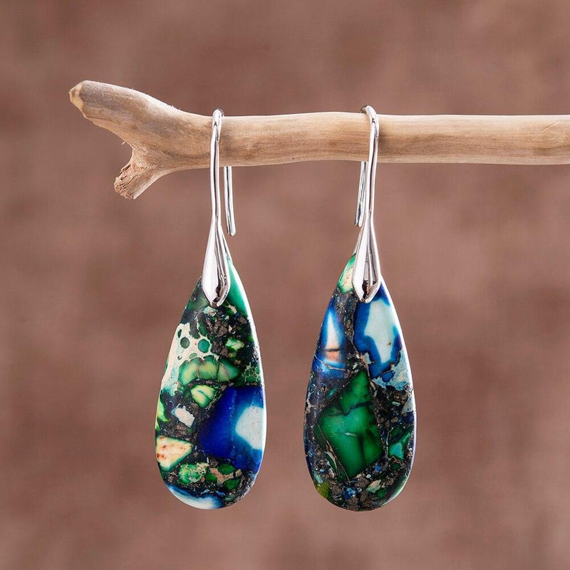Teardrop Earrings with Natural Grounding - Sylvara-Gold-State of Style