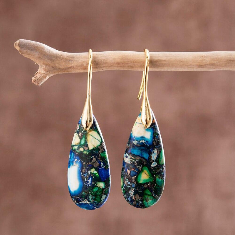 Teardrop Earrings with Natural Grounding - Sylvara-Gold-State of Style
