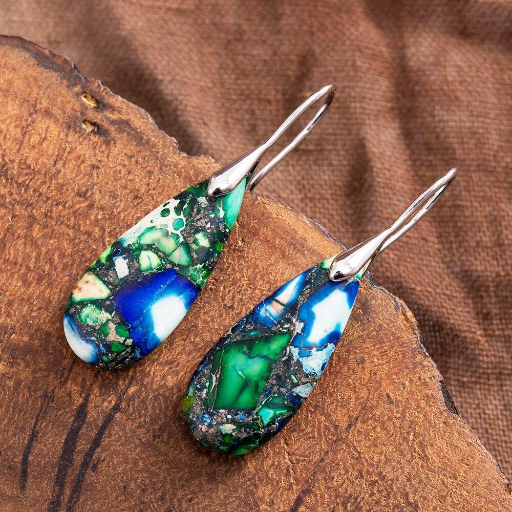 Teardrop Earrings with Natural Grounding - Sylvara-Silver-State of Style