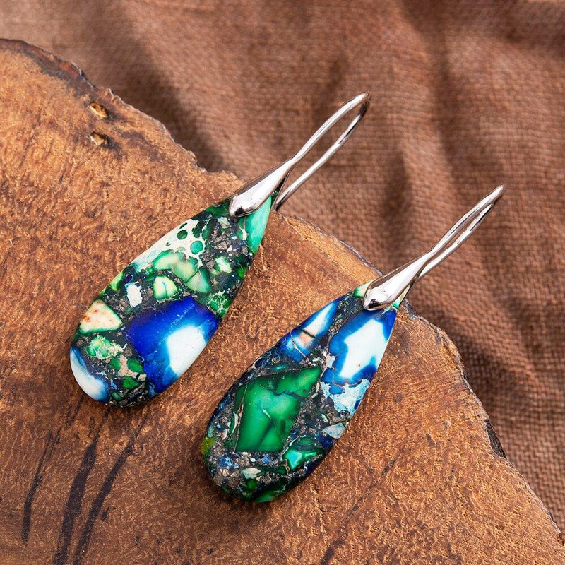 Teardrop Earrings with Natural Grounding - Sylvara-Silver-State of Style