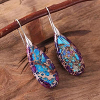 Teardrop Shaped Emperor Stone Earrings - Amara-Purple-State of Style