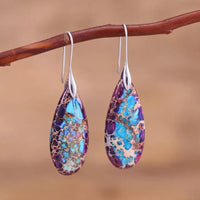 Teardrop Shaped Emperor Stone Earrings - Amara-Purple-State of Style